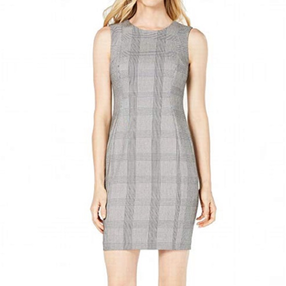 Calvin Klein black and white Plaid Mini Dress